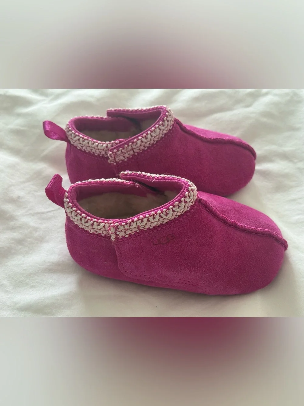 UGG Toddler Magenta Suede Hook-and-Loop Booties